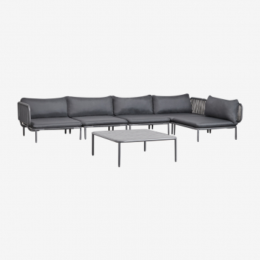 Sofá De Jardim Modular De Canto De 5 Peças E Mesa De Centro Roubly Cinza Grafito - Sklum