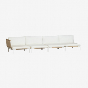 Sofá Modular De Jardim De Canto De 4 Peças Roubly Beige De Amêndoa - Sklum