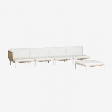 Sofá De Jardim Modular De Canto De 4 Peças E Saco De Feijão Roubly Beige De Amêndoa - Sklum