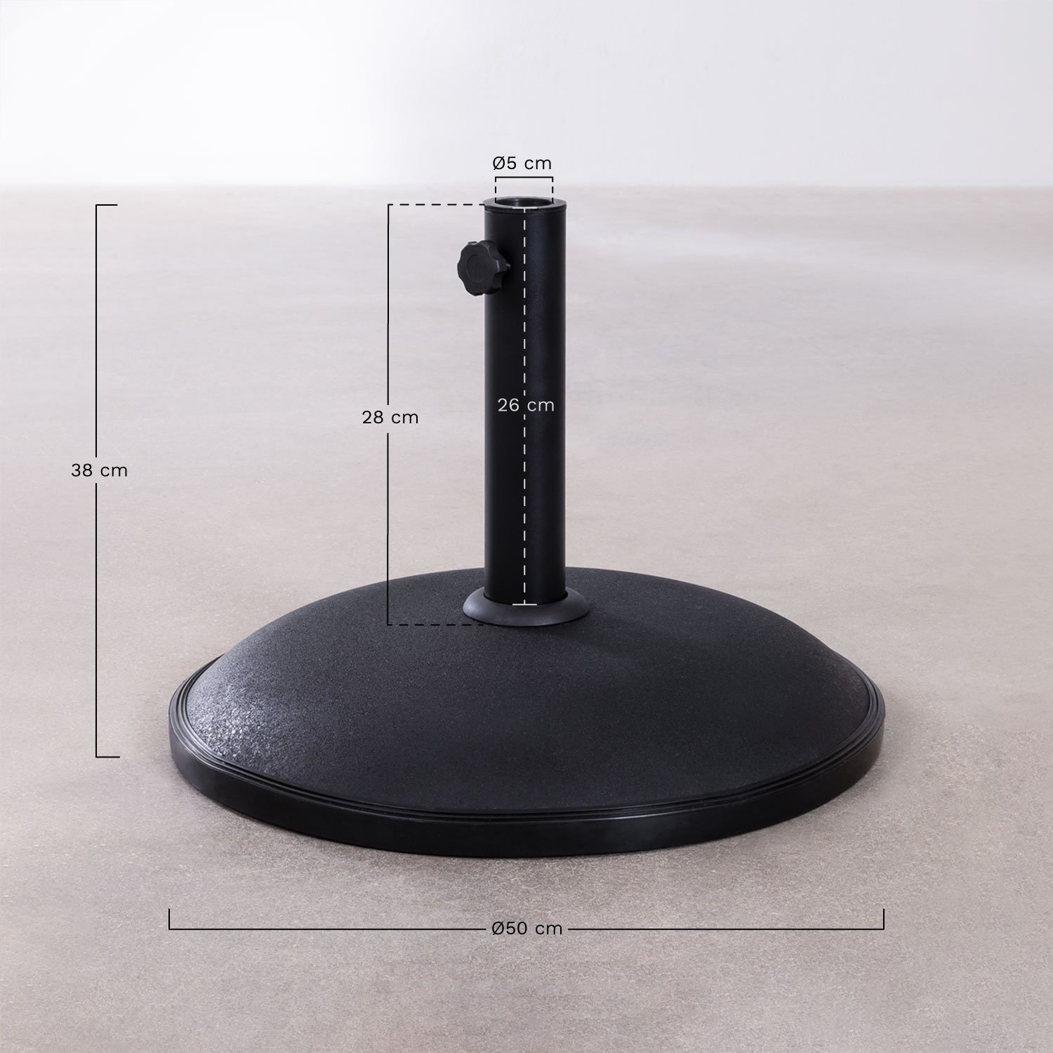 Base redonda para guarda-sol Ø50 cm em concreto Zante, Dimensões