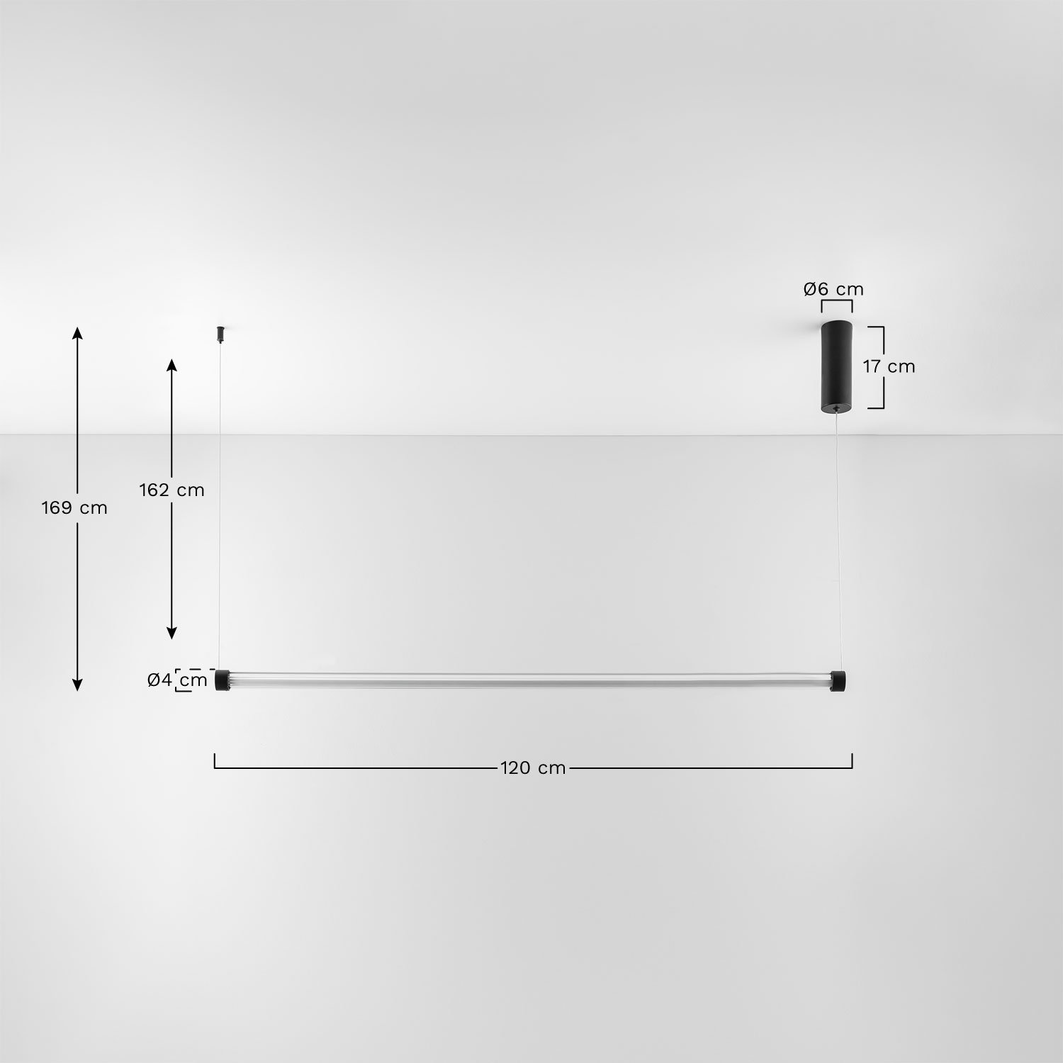 Candeeiro de teto linear LED de metal (120 cm) Cornelia , Dimensões