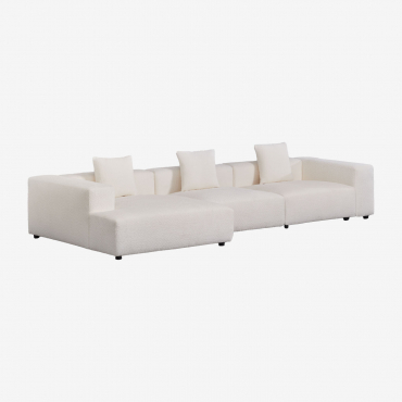 Sofá Modular Chaise Longue Esquerdo De 3 Peças (↔︎375 Cm) Com Apoio De Braço Alto Bruna Caracóis Blanco - Sklum