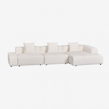 Sofá Modular Chaise Longue De Canto Direito De 3 Peças (↔︎375 Cm) Bruna Caracóis Blanco - Sklum