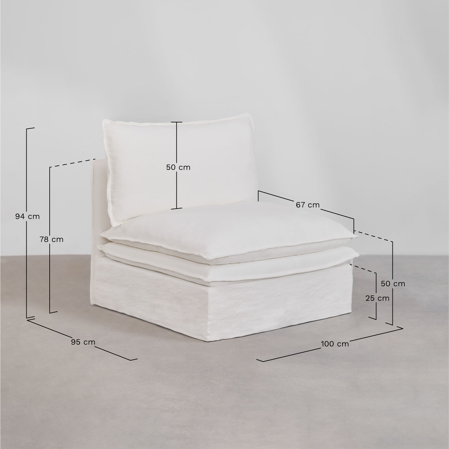 Poltrona em linho e algodão Grace, Dimensões