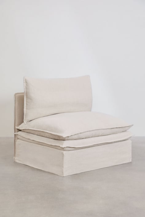 Módulo central para sofá modular em linho e algodão Grace - Tecido Beige