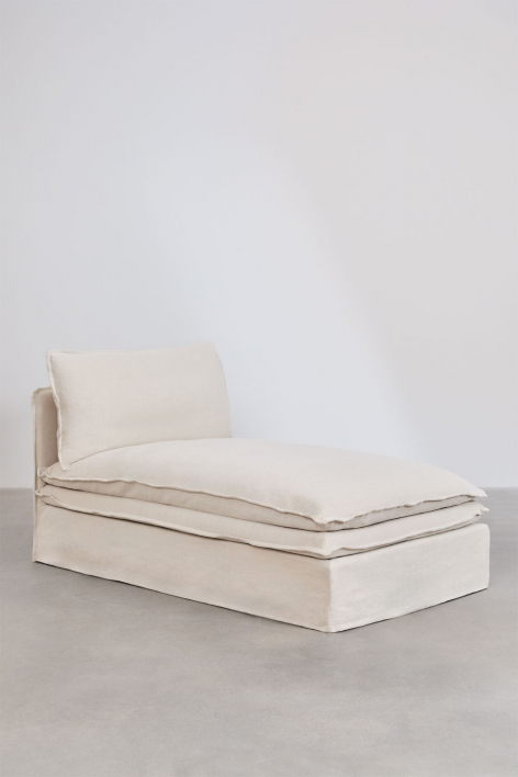 Módulo chaise longue para sofá modular em linho e algodão Grace - Tecido Beige