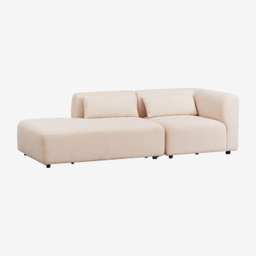 Sofá Modular De Canto Fogler De 2 Peças Com Espreguiçadeira Esquerda Chenille Creme Bege - Sklum