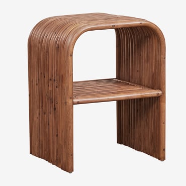 Mesa Auxiliar Retangular 35x40 Cm Em Rattan Nolay Madeira Escura - Sklum