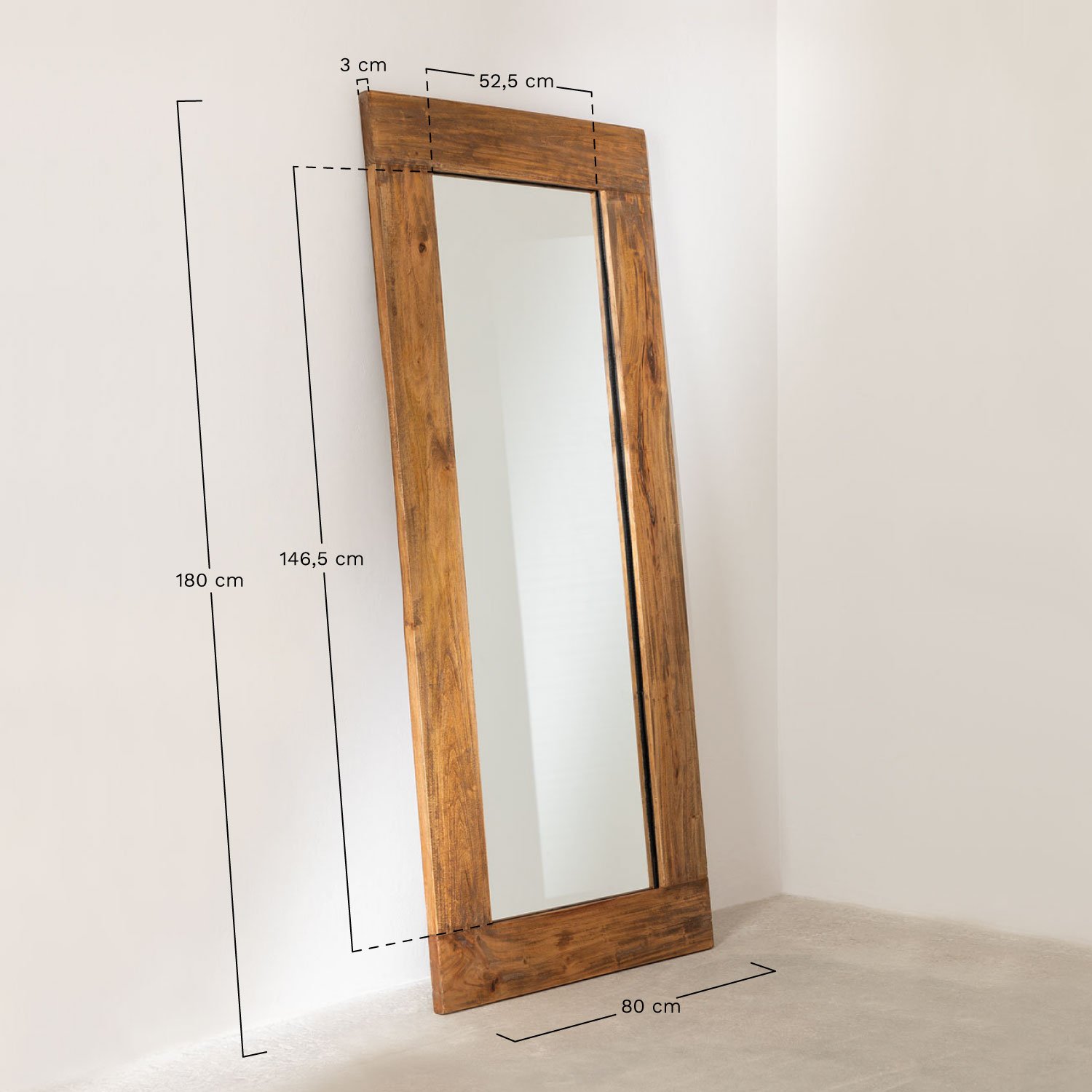 Espelho Madeira Reciclada (80x180 cm) Drev  , Dimensões