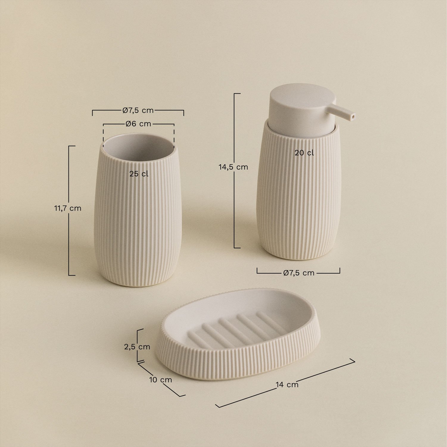 Conjunto de Banho Aristide, Dimensões