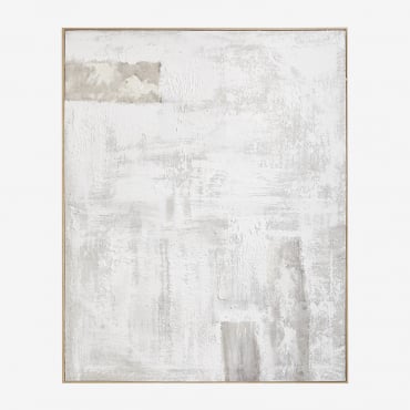 Quadro Decorativo Pintado À Mão Sobre Linho Com Relevo De Gesso (80x100 Cm) Silvaret Cinzento Areia - Sklum