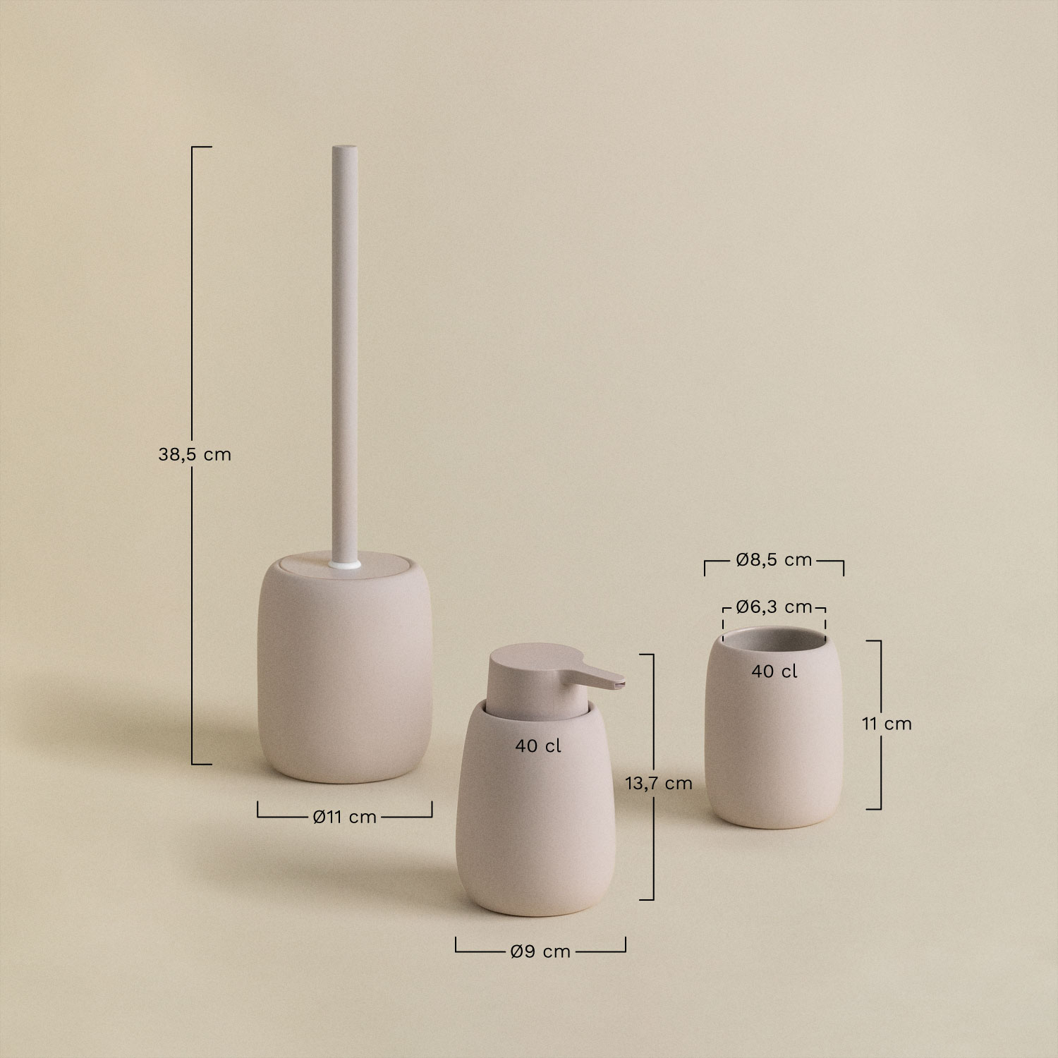 Conjunto de banheiro Aberden, Dimensões