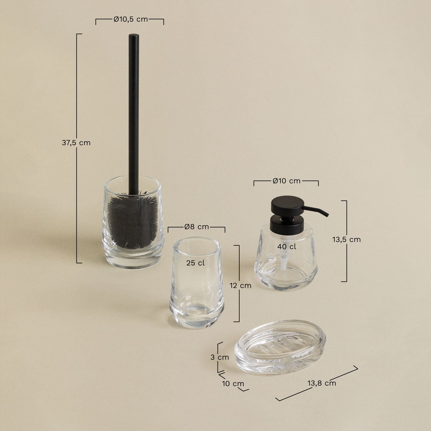 Conjunto de banheiro Dailany, Dimensões