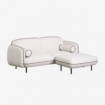 Sofá De 3 Lugares Com Puff Em Tecido Biel Tecido Branco - Sklum