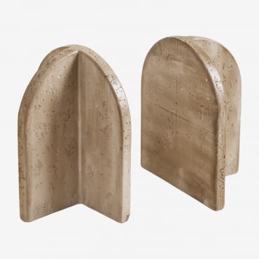 Conjunto De 2 Suportes Para Livros Em Cimento Kirelo Look Travertino - Sklum
