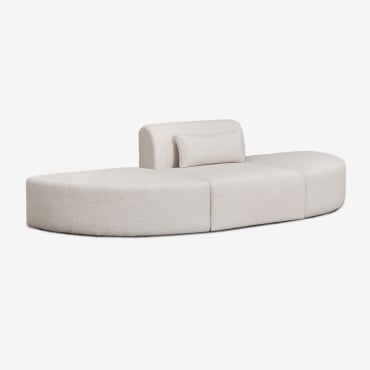 Sofá Modular De 1 Peça Com 2 Puffs Triangulares Em Borreguito Borjan Chenille Branco - Sklum
