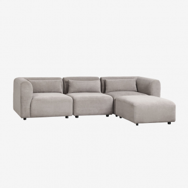 Sofá Modular Fogler De 3 Peças Com Pufe Bombazina Toupeira Claro - Sklum