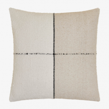 Almofada Quadrada De Algodão (45x45 Cm) Louisa Design Preto - Crema Linho - Sklum