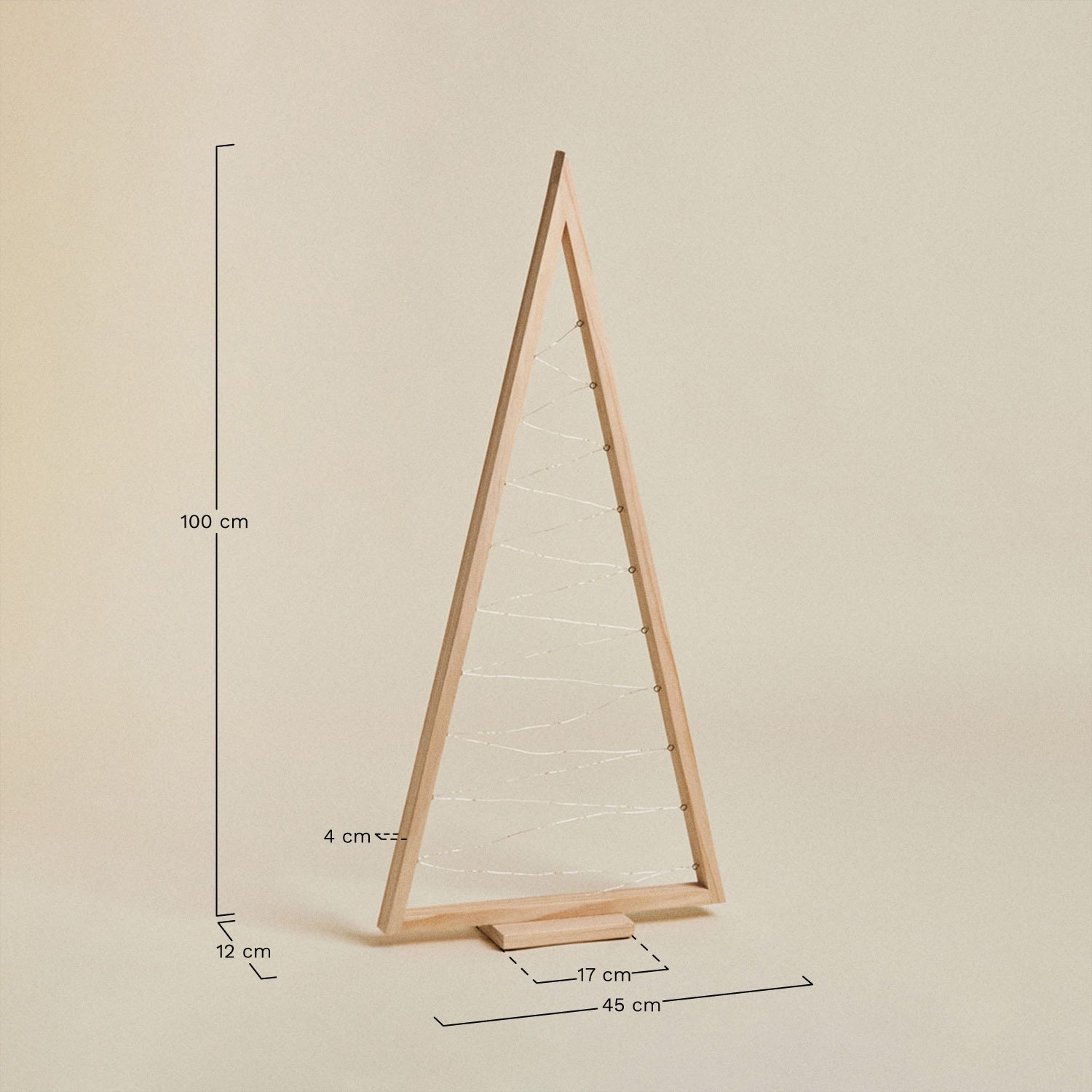 Árvore de Natal com luz LED em madeira de pinho Elwood, Dimensões