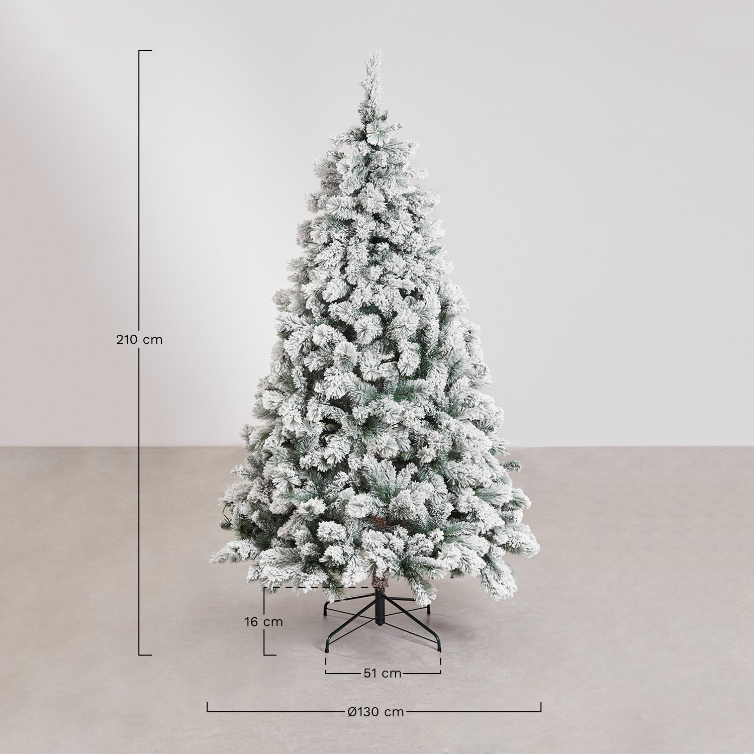 Árvore de Natal nevada Aleix, Dimensões