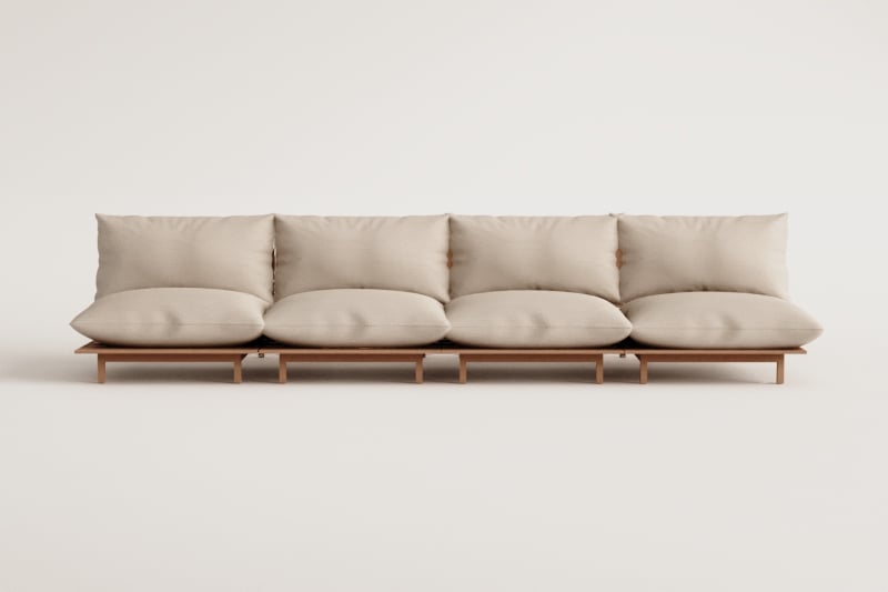 Sofá modular reclinável de jardim de 4 peças em madeira de acácia Brina