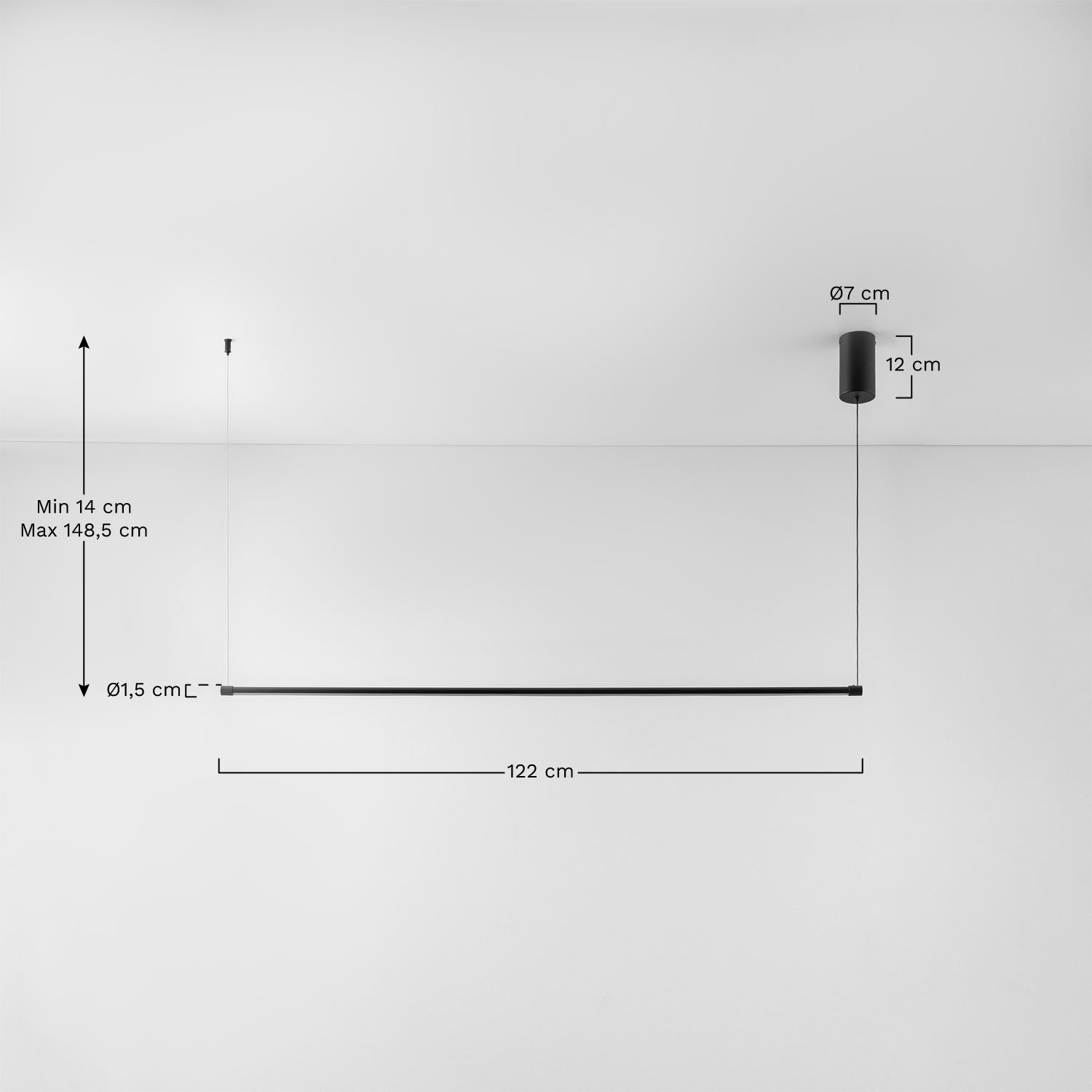 Candeeiro de teto linear LED em metal (122 cm) Bergene , Dimensões