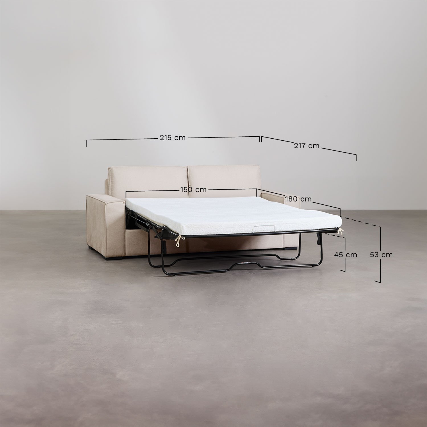 Sofá-cama de 3 lugares Oleguer, Dimensões