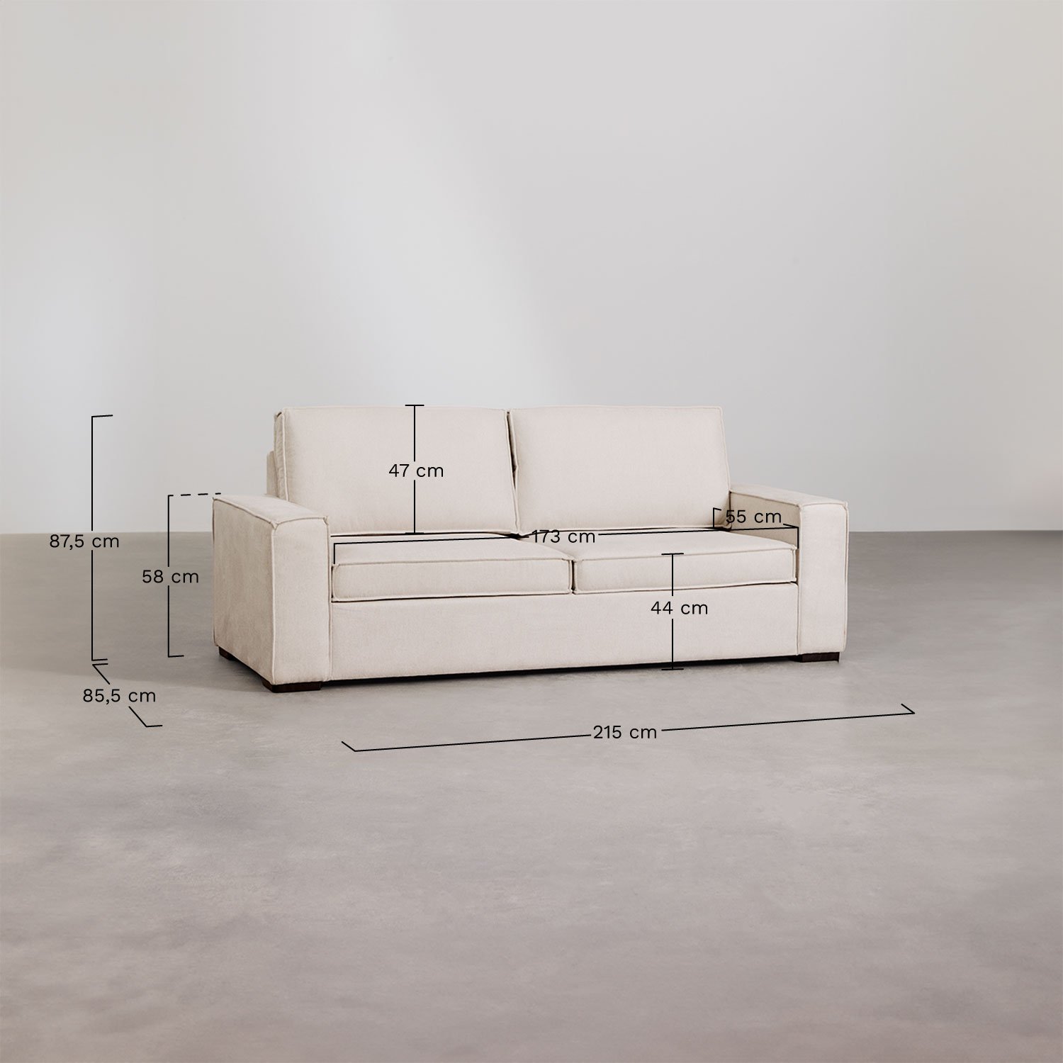 Sofá-cama de 3 lugares Oleguer, Dimensões