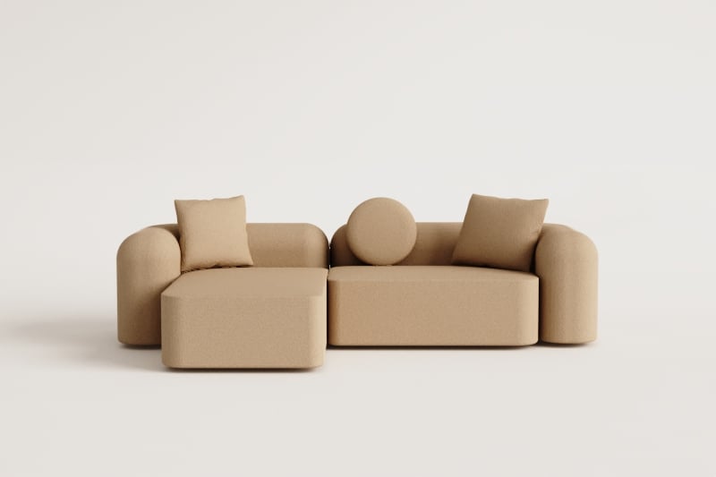 Sofá modular chaise longue esquerdo de 2 peças em tecido Coco bouclé 