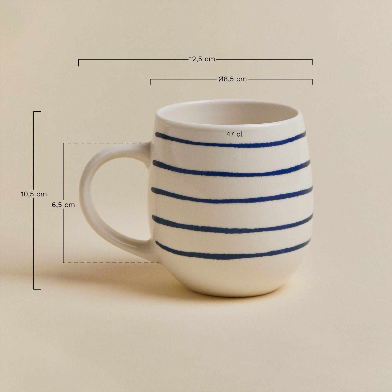 Pack de 2 canecas em new bone china 47 cl Isolda, Dimensões