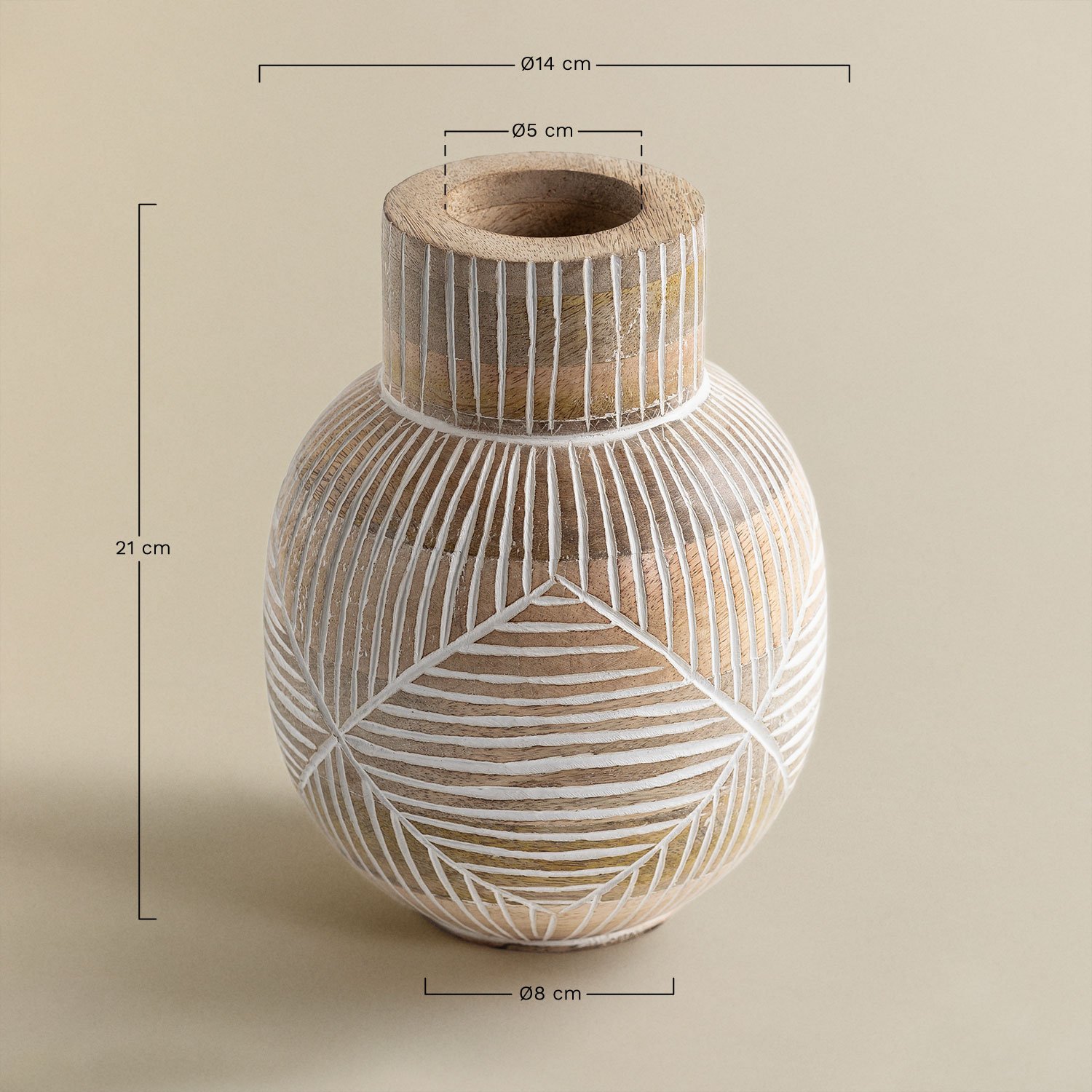 Vaso de madeira de manga Gelo     , Dimensões