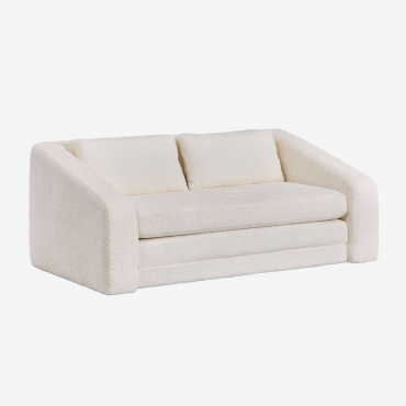 Sofá Cama Dalila De 2 Lugares Em Tecido Bouclé Tecido Bouclé Off White - Sklum