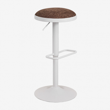 Banqueta Alta Ajustável Igarasi Em Metal E Tecido Castanho Chocolate - Branco - Sklum