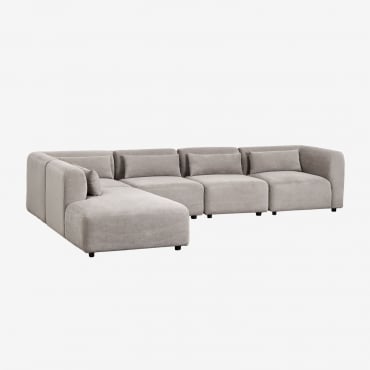 Sofá Modular Fogler De 5 Peças Com Espreguiçadeira Esquerda Bombazina Toupeira Claro - Sklum