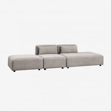 Sofá Modular De 2 Peças Com Chaise Longue Direita E Pufe Fogler Bombazina Toupeira Claro - Sklum