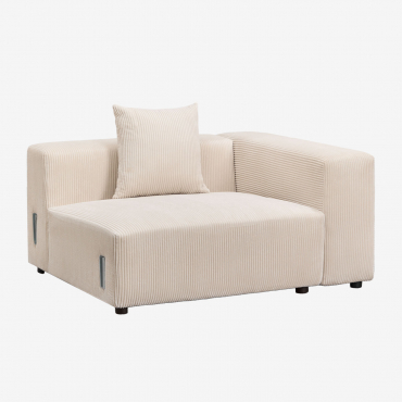 Módulo De Canto Direito 135x113 Cm Com Apoio De Braço Alto E Almofada Para Sofá Modular Bruna Bombazina Crema Linho - Sklum