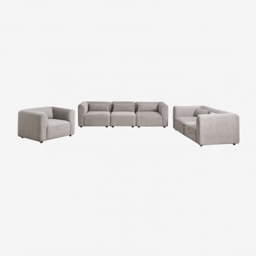 Conjunto De Sala Com Sofá Secional De 3 Peças, Sofá Secional De 2 Peças E Poltrona Fogler Bombazina Toupeira Claro - Sklum