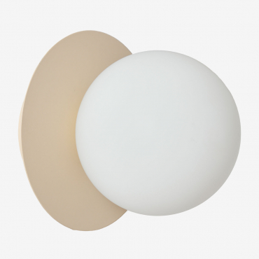 Aplique De Parede Para Banheiro Em Ferro E Vidro Anine Tapioca Bege & Ø15 Cm - Sklum