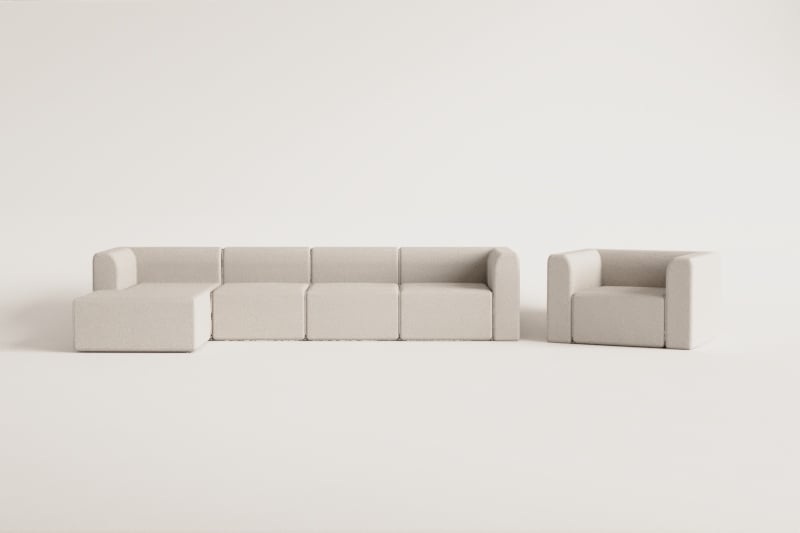 Sofá modular de 4 peças com chaise longue esquerda e poltrona Fogler