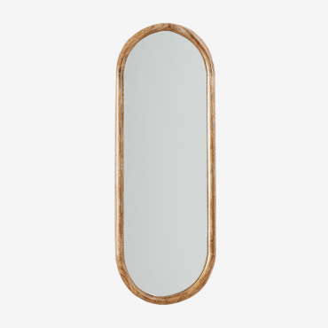 Espelho De Parede Oval Em Madeira De Manga Munya 30 X 80 Cm - Sklum