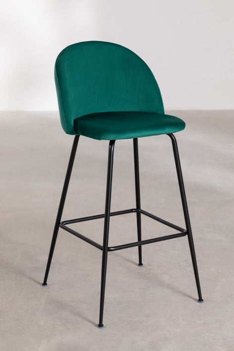 Pack de 2 bancos altos 75 cm em veludo verde selva e pés pretos Kana Design - Verde Selva