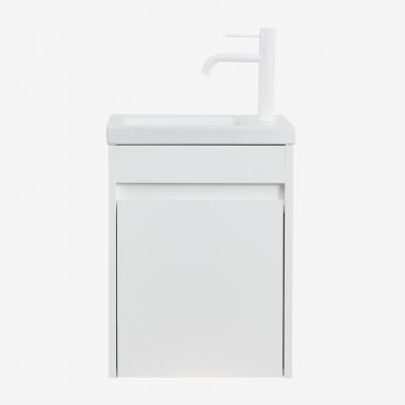 Conjunto De Móvel De Casa De Banho Madeira Com Lavatório Integrado Narek Branco & Sem Espelho & Branco ↑20 Cm Com - Sklum