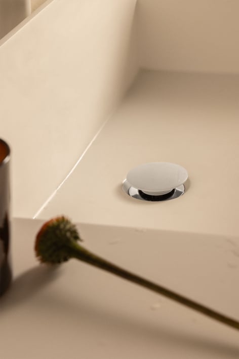 Válvula click-clack com descarga para lavatório em aço inox e latão branco Orveta