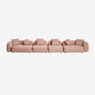Sofá Modular De 4 Peças Em Chenille Coco Tecido Chenille Rosa Quartzo - Sklum
