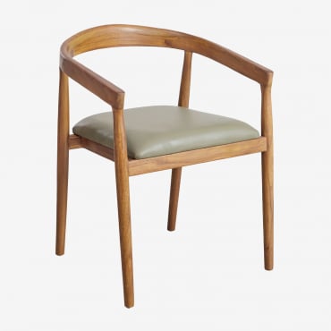 Pacote De 4 Cadeiras De Jantar Em Couro Visby Verde Bambu - Sklum