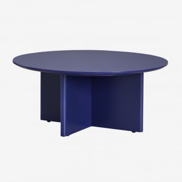 Mesa De Centro Redonda Ø80 Cm Em Mdf Saonara Azul Lapislazuli - Sklum