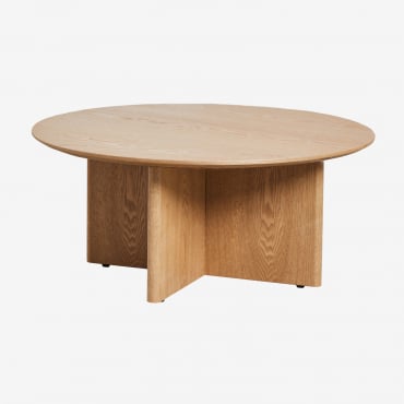 Mesa De Centro Redonda Ø80 Cm Em Mdf Saonara Natural - Sklum