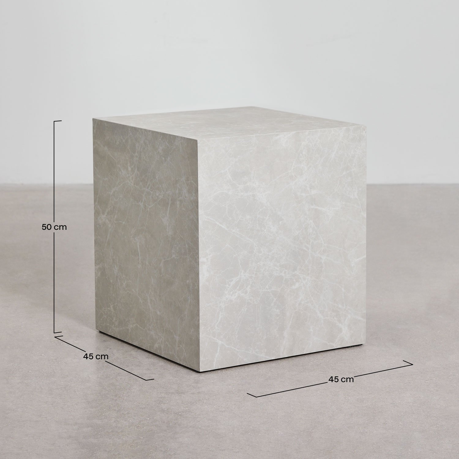 Mesa de apoio quadrada 45x45 cm em MDF Aria, Dimensões