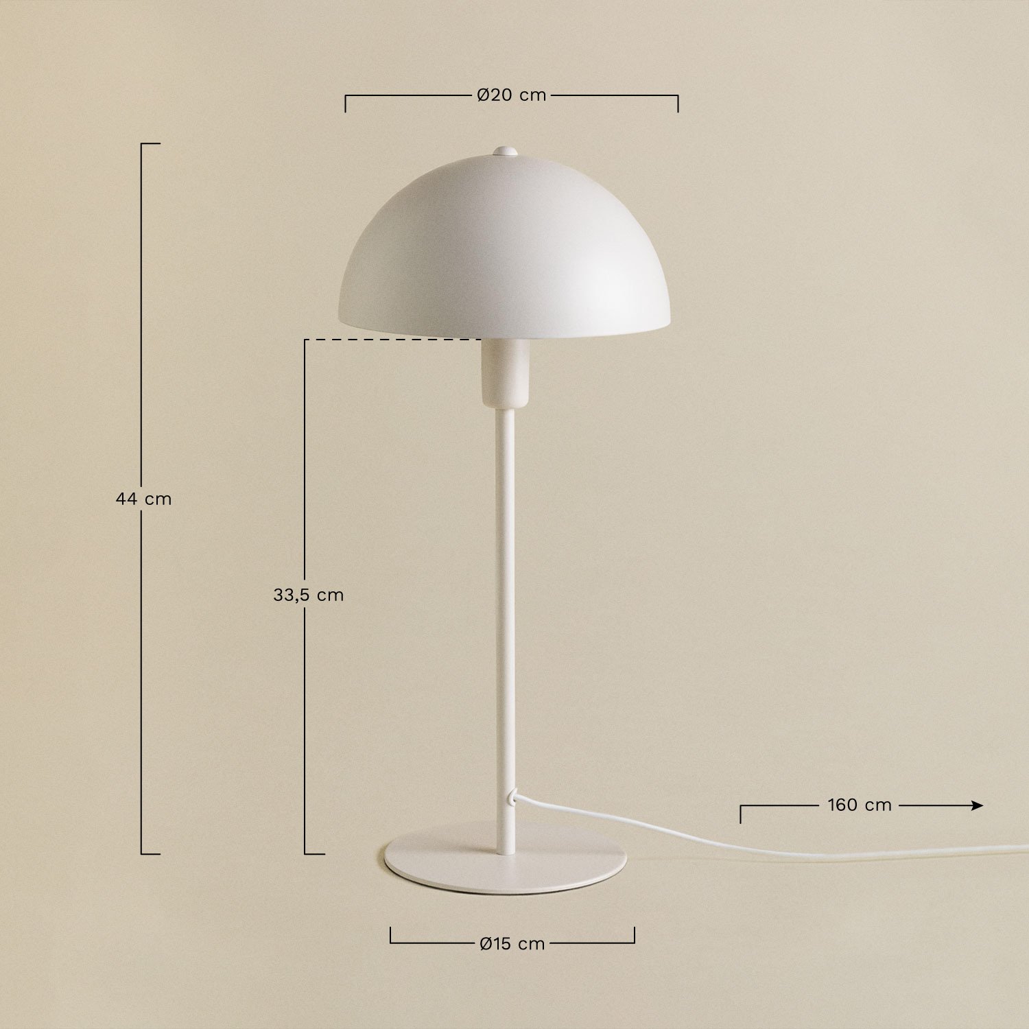 Candeeiro de mesa Alnair, Dimensões