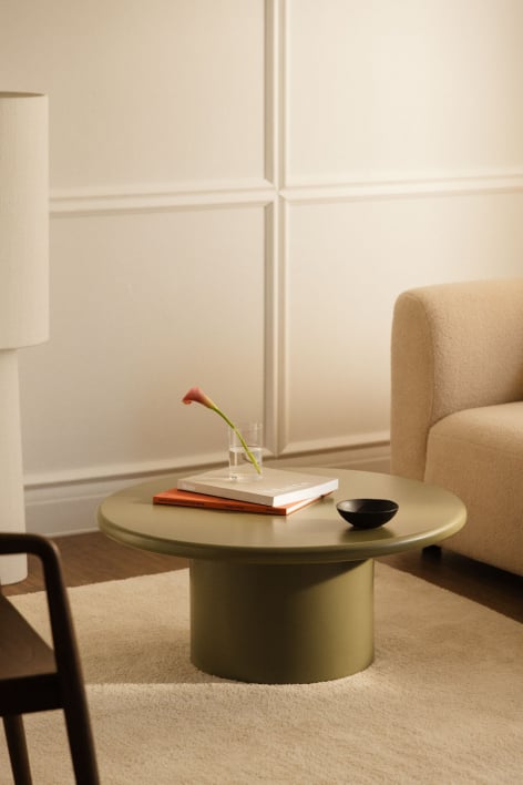 Mesa de centro redonda Ø80 cm em MDF Rodeo - Verde Sálvia